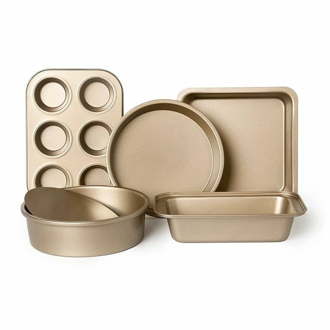 product_image_name-White Label-Nonstick Bakeware Set - 5 Pcs - Gold-1