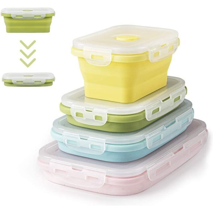 product_image_name-White Label-4 Collapsible Food Storage With Lids - Yellow/Green/Blue/Pink-1
