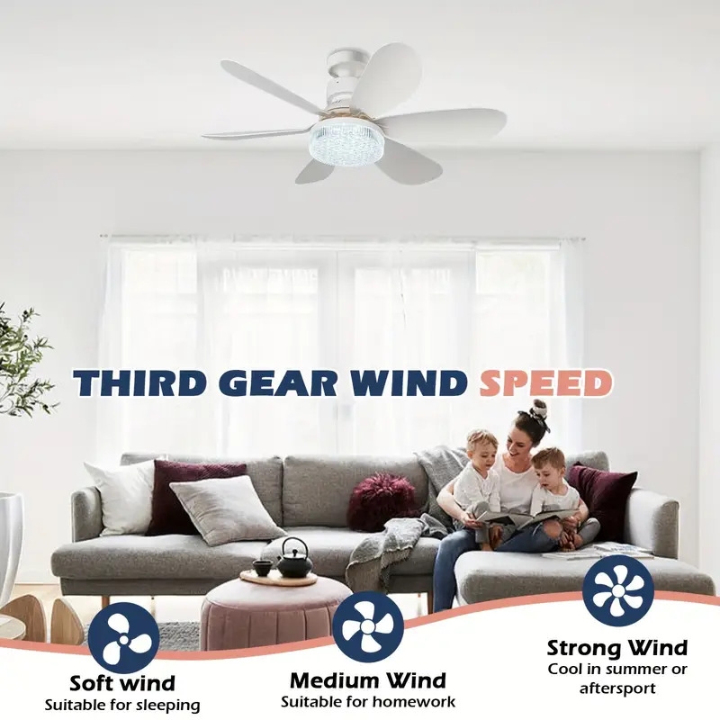 1 pack 30w 40w small e27 screw in fan light with light remote stepless dimming 3 speed wind speed adjustment suitable for bedrooms living rooms study rooms kitchens toilets no wiring needed 16 5inch 20 5inch details 4