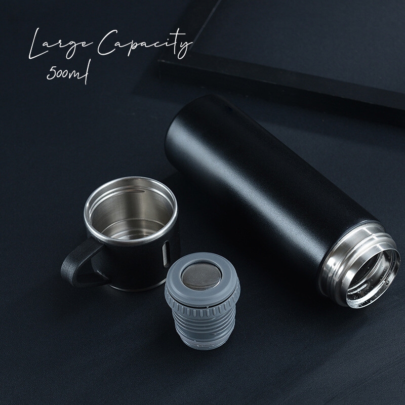 500ml 304 Stainless Steel Double Wall Vacuum Flask Set Insulated Water Bottle With Two Cups Business Father's Day Gift