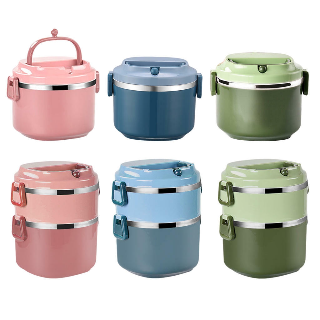 Lunch Box, Stainless Steel Removable Thermal Insulated Round Food Container, Bento Box, Jar for Car School Kids Girls Boys Adult