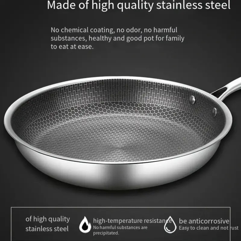 26cm不锈钢煎锅单柄炒锅家用蜂窝不粘锅炒菜锅电磁炉通用煎盘 商品详情 7