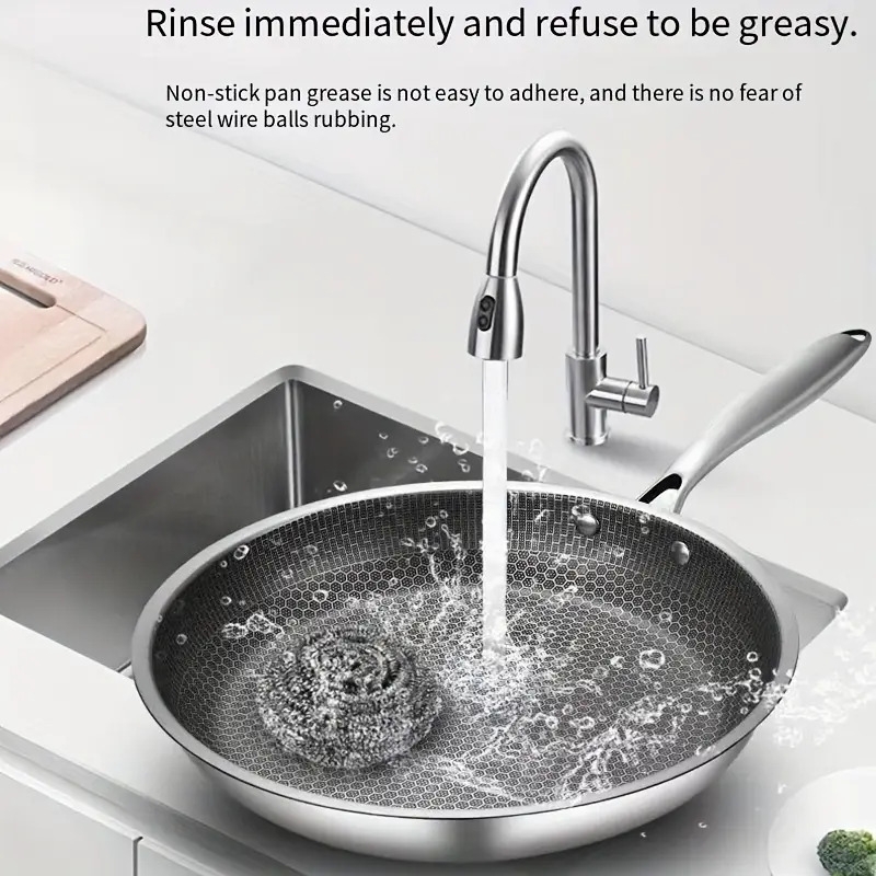 26cm不锈钢煎锅单柄炒锅家用蜂窝不粘锅炒菜锅电磁炉通用煎盘 商品详情 6