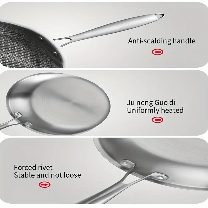 26cm不锈钢煎锅单柄炒锅家用蜂窝不粘锅炒菜锅电磁炉通用煎盘 商品详情 5
