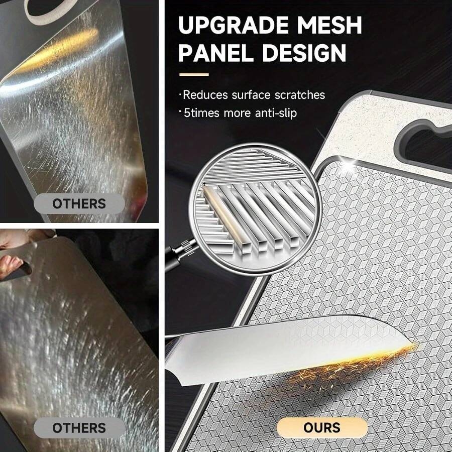 1pc chopping board stainless steel cutting board double sided chopping board for kitchen non toxic non slip cutting board scratch resistant mesh     food grade details 2