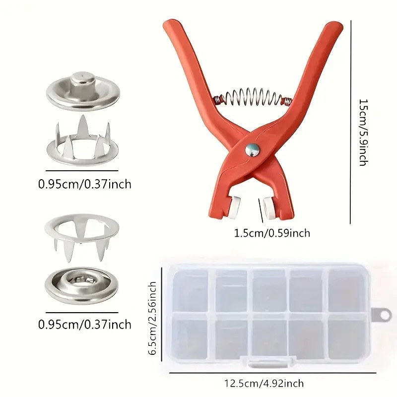 50 sets snap button kit with hand pressure pliers 50pcs snaps 1 clear box metal snaps for sewing sewing snaps for diy crafts clothes hats bags sewing supplies 2