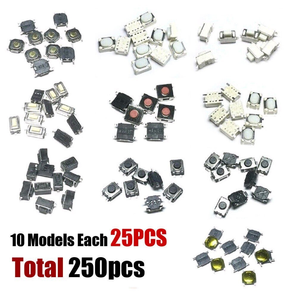 250x Auto Car Parts Tactile Push Button Switch Remote Key Button Microswitch Kit