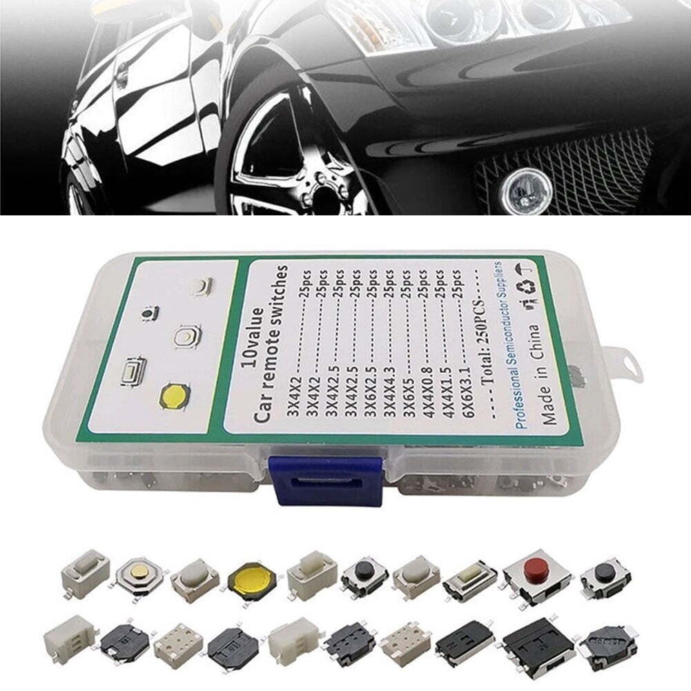 250x Auto Car Parts Tactile Push Button Switch Remote Key Button Microswitch Kit