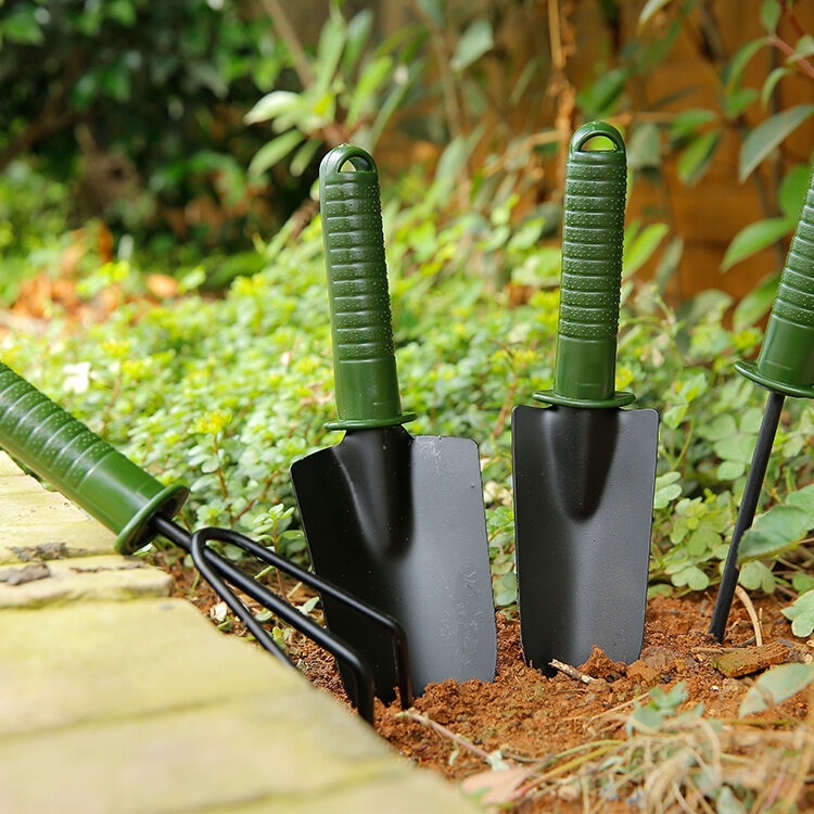 Poignée ergonomique pour l'extérieur, jeu d'outils pour le jardinage, boîtier en métal robuste, Kit d'outils manuels pour le travail du jardin, pelle à truelle et râteau, 4 pièces