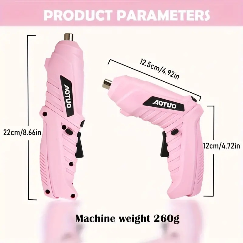 usb充电无绳电动螺丝刀，配备电池，搭配45件配件，多功能钻孔功能——便捷、便携且节能，女性礼物 商品详情 2