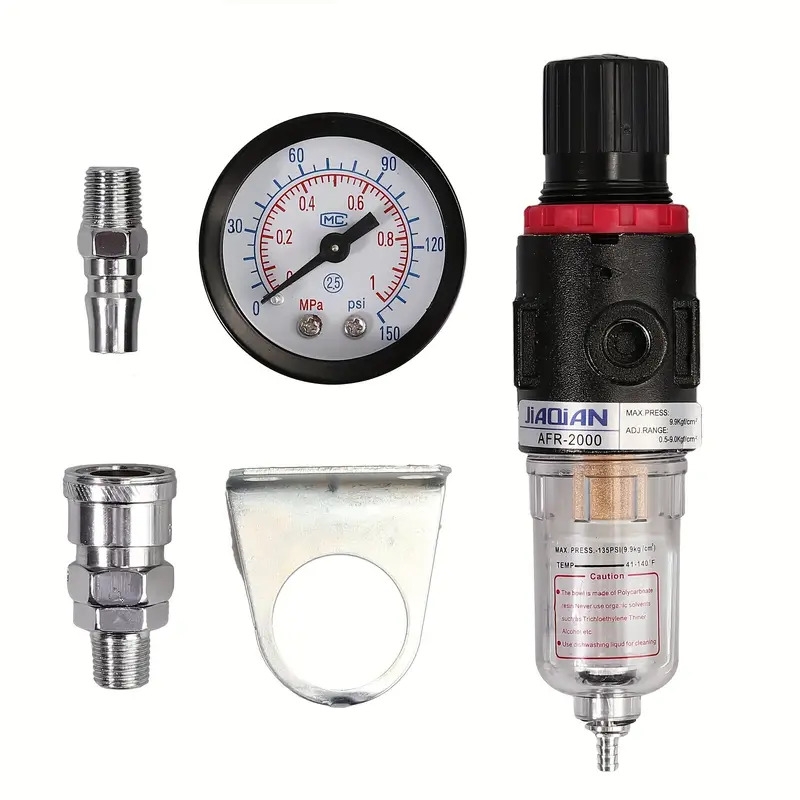 1pc afr 2000 pneumatic filter air treatment unit with connector pm20 20 pressure regulator compressor reducing valve oil water separation afr2000 gauge details 1