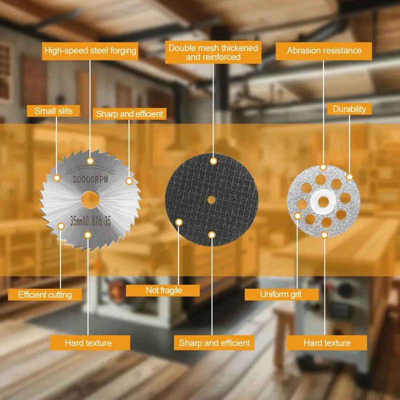 30pcs cutting wheel set for rotary tool hss circular saw blades cutter resin cutting discs and diamond cutting wheel wood metal plastic pvc glass Product details 1