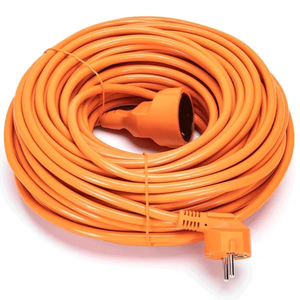 Câble rallonge de 30m 3g1.5, couleur orange, idéal pour prolonger les connexions électriques et alimenter les appareils dans les espaces restreints