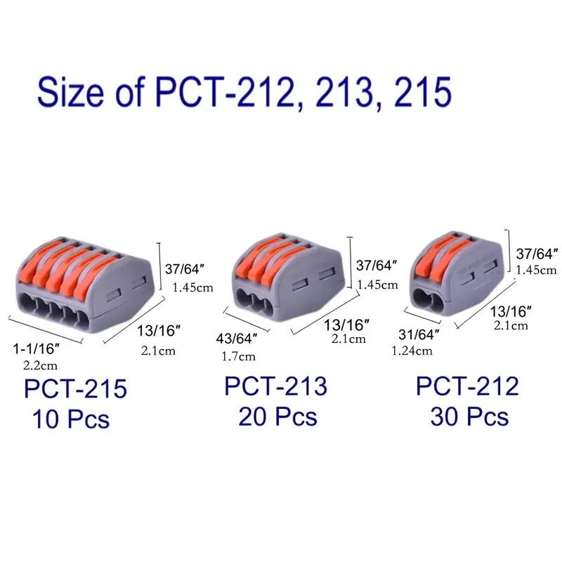 60pcs lever wire nut connectors compact splicing wire connector 2 3 5 port electrical connectors assortment kit for quick wiring 28 12 awg details 3