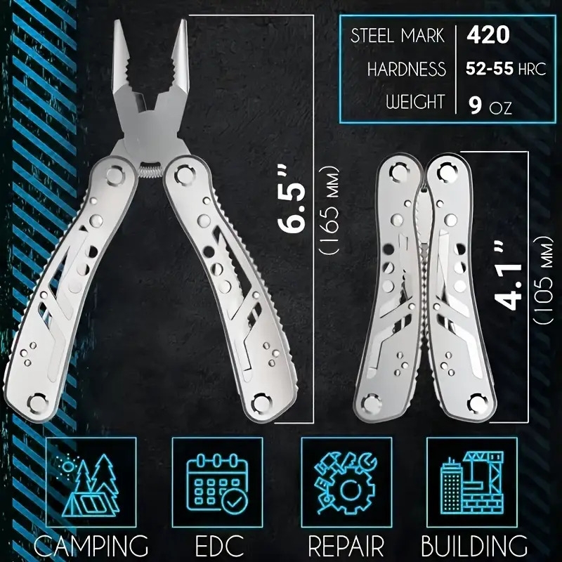 outdoor travel folding pliers wild survival tools stainless steel multi purpose pliers details 1