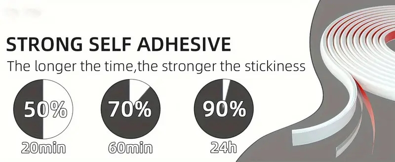 10英尺门用防风条，自粘橡胶隔音窗户和门d形密封条，门框缝隙阻挡气候条 商品详情 5