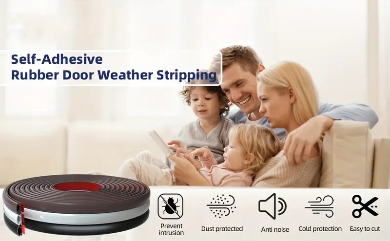 10英尺门用防风条，自粘橡胶隔音窗户和门d形密封条，门框缝隙阻挡气候条 商品详情 0