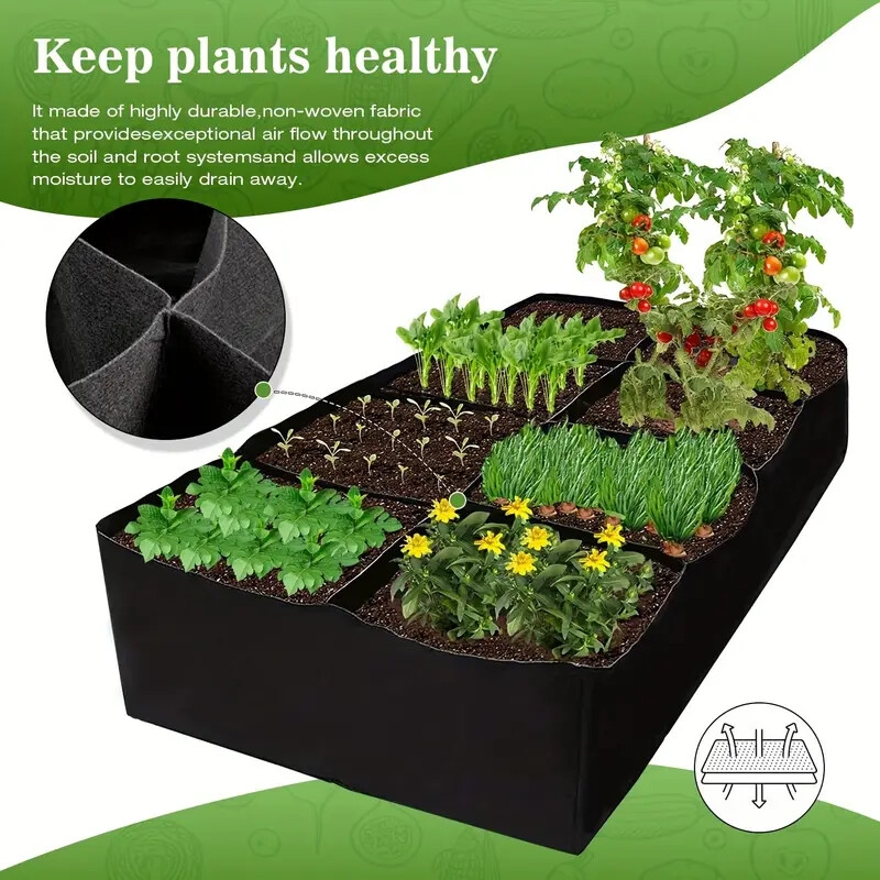 128 gallon 8 section horticultural bed 2x4   breathable height increasing planting container planting bag   suitable for vegetables potatoes and flowers indoor outdoor   rectangular planting box details 0