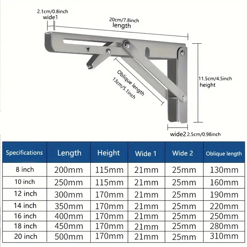heavy duty folding shelf brackets 8 10 12 wall mounted for bench table with screws details 2