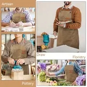 1pc   polyester canvas work apron adjustable cross back chef apron with metal rivet and hooks anti dislodging pockets for men women 500g m woven fabric for cooking kitchen bbq artist details 7