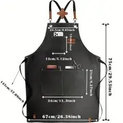 1pc   polyester canvas work apron adjustable cross back chef apron with metal rivet and hooks anti dislodging pockets for men women 500g m woven fabric for cooking kitchen bbq artist details 2