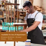 1pc   polyester canvas work apron adjustable cross back chef apron with metal rivet and hooks anti dislodging pockets for men women 500g m woven fabric for cooking kitchen bbq artist details 4