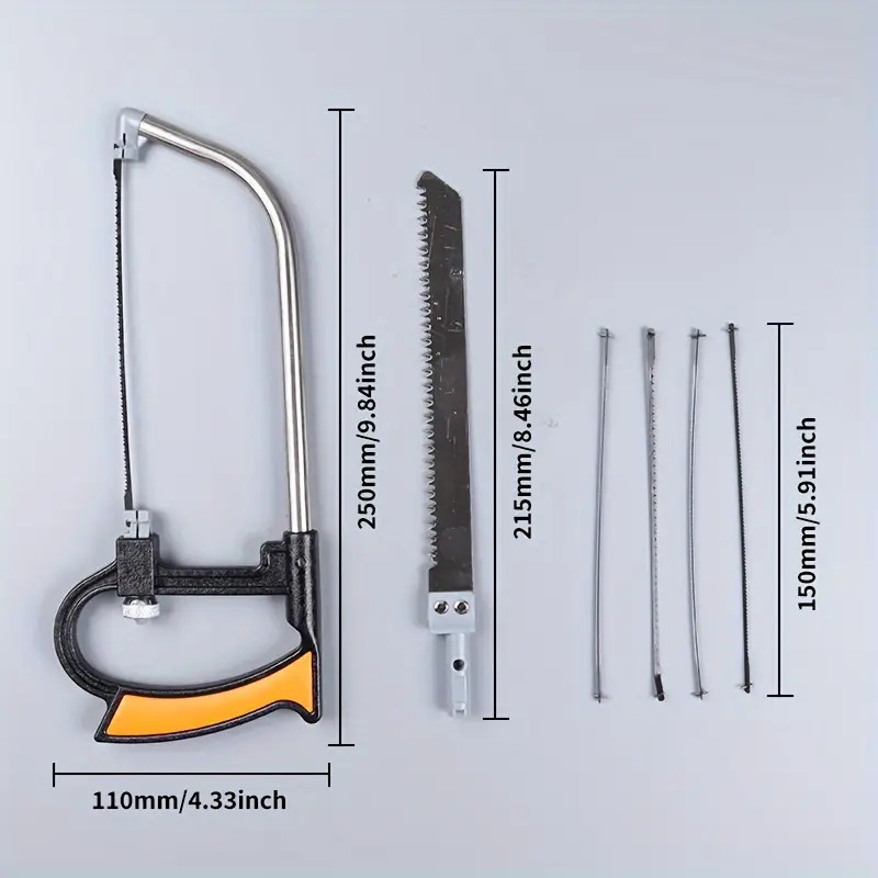 迷你手锯套装，8 合 1 多功能手锯，附 6 个钢锯片，可调式框架，diy 手动工具，用于切割金属、塑胶、木材、pvc 管、瓷砖、橡胶 商品详情 2