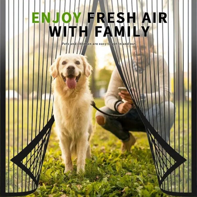 1 pack magnetic screen door self sealing screen door heavy duty door screen magnetic closure keep bugs out retractable screen door mesh sliding screen door details 2