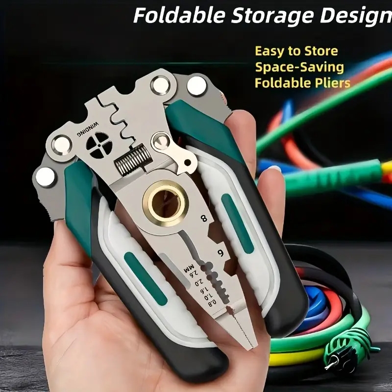 18 in 1 foldable wire stripper tool for electricians multi function with cutting crimping twisting wire ergonomic handle for ideal for home construction use home electrical work ergonomic tool design construction wire stripping tool Product details 0