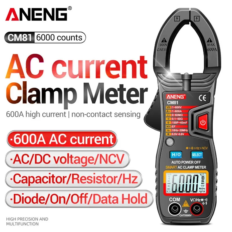 1pc multimeter cm80 cm81 digital clamp meter ac voltage tester ammeter current multimeter car amp hz capacitance ncv ohm tester details 1