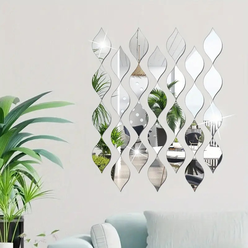 10 20 30pcs reflective acrylic water drop mirror stickers acrylic mirror tiles wall stickers 3d diy stick on art removable wall sticker diy wall decals art for living room bathroom home office 5 91x3 15in details 7
