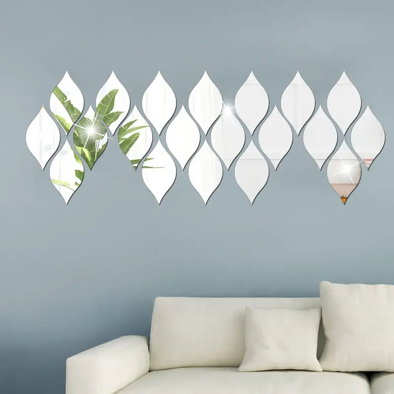 10 20 30pcs reflective acrylic water drop mirror stickers acrylic mirror tiles wall stickers 3d diy stick on art removable wall sticker diy wall decals art for living room bathroom home office 5 91x3 15in details 9