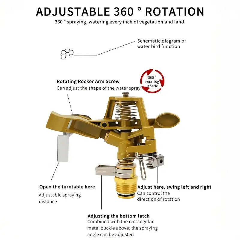 喷头和喷架套餐户外花园草坪洒水器灌溉器4分dn15锌合金旋转摇臂喷头可调可控角度草坪园林喷头喷灌带三脚架 详情 1