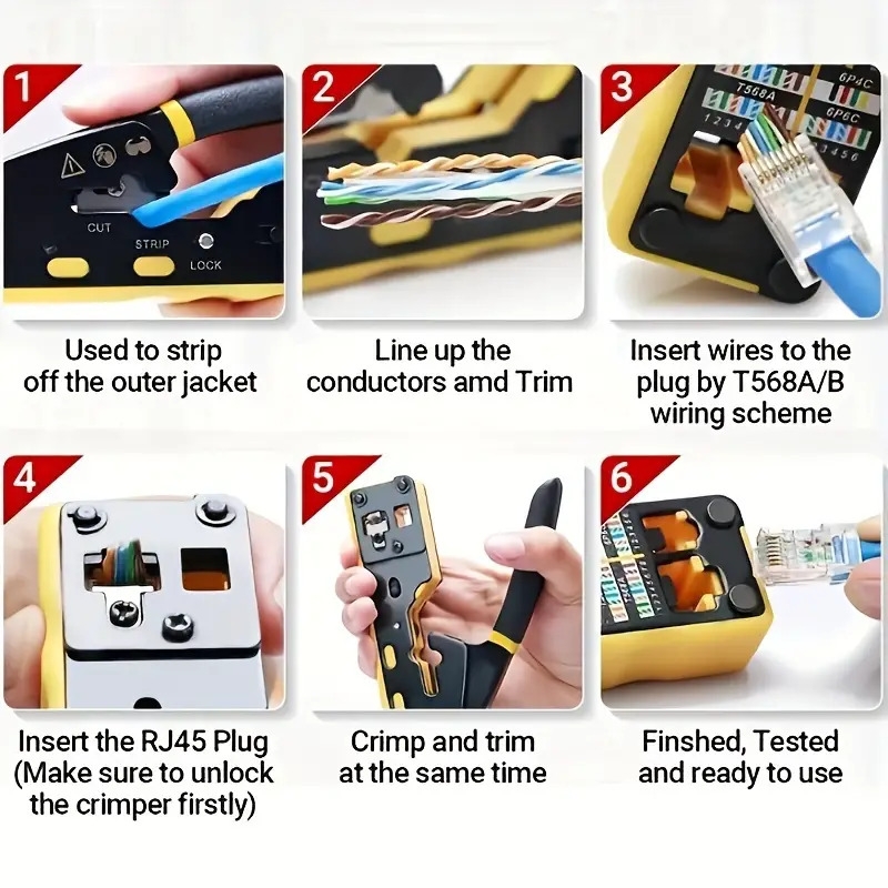 multifunctional rj45 crimping tool cat5 6a 7 cable cutter 6088 efficient 8p6p crimper for shielded connectors non slip handle with adjustable button durable network wiring pliers for cat 7 details 4