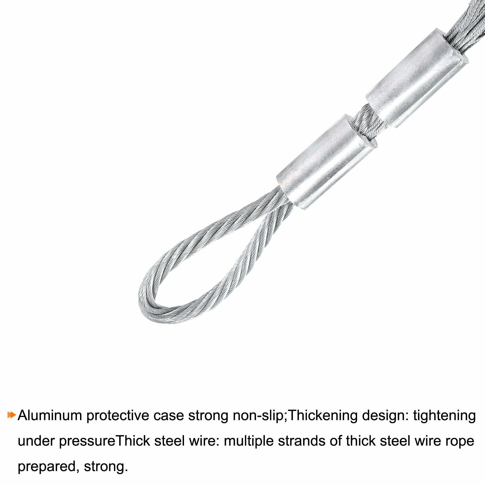 Unique Bargains Cable Pulling Grip 6.6FT Anti-slip Galvanizing Steel for 27-37mm/1.06-1.46 inch Cable(Silver)