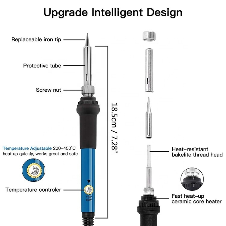 Kit Complet de Fer à Souder Électrique Ajustable 60W avec Multimètre – Articles Phares pour Dropshipping