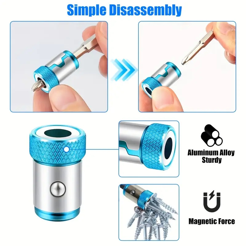6件套磁力钻头固定器，防滑合金电磁环螺丝刀头，适用于1/4英寸六角螺丝刀 1