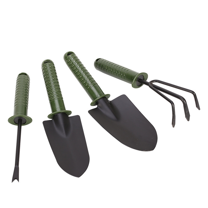 Poignée ergonomique pour l'extérieur, jeu d'outils pour le jardinage, boîtier en métal robuste, Kit d'outils manuels pour le travail du jardin, pelle à truelle et râteau, 4 pièces
