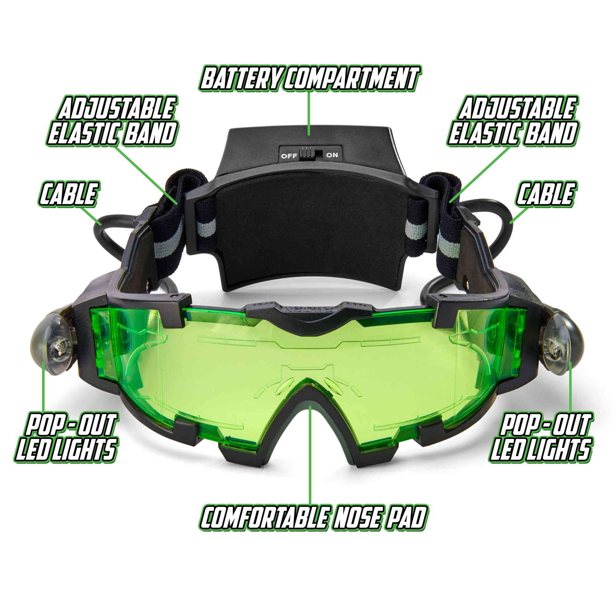 Sticky Lil Fingers Light-up Spy Goggles - Spy Gear for Kids - Play Secret Agent with Protective Adjustable Eyewear Toy that Lights Up in the Dark Plus Invisible Ink Pen Great Gift for Boys and Girls