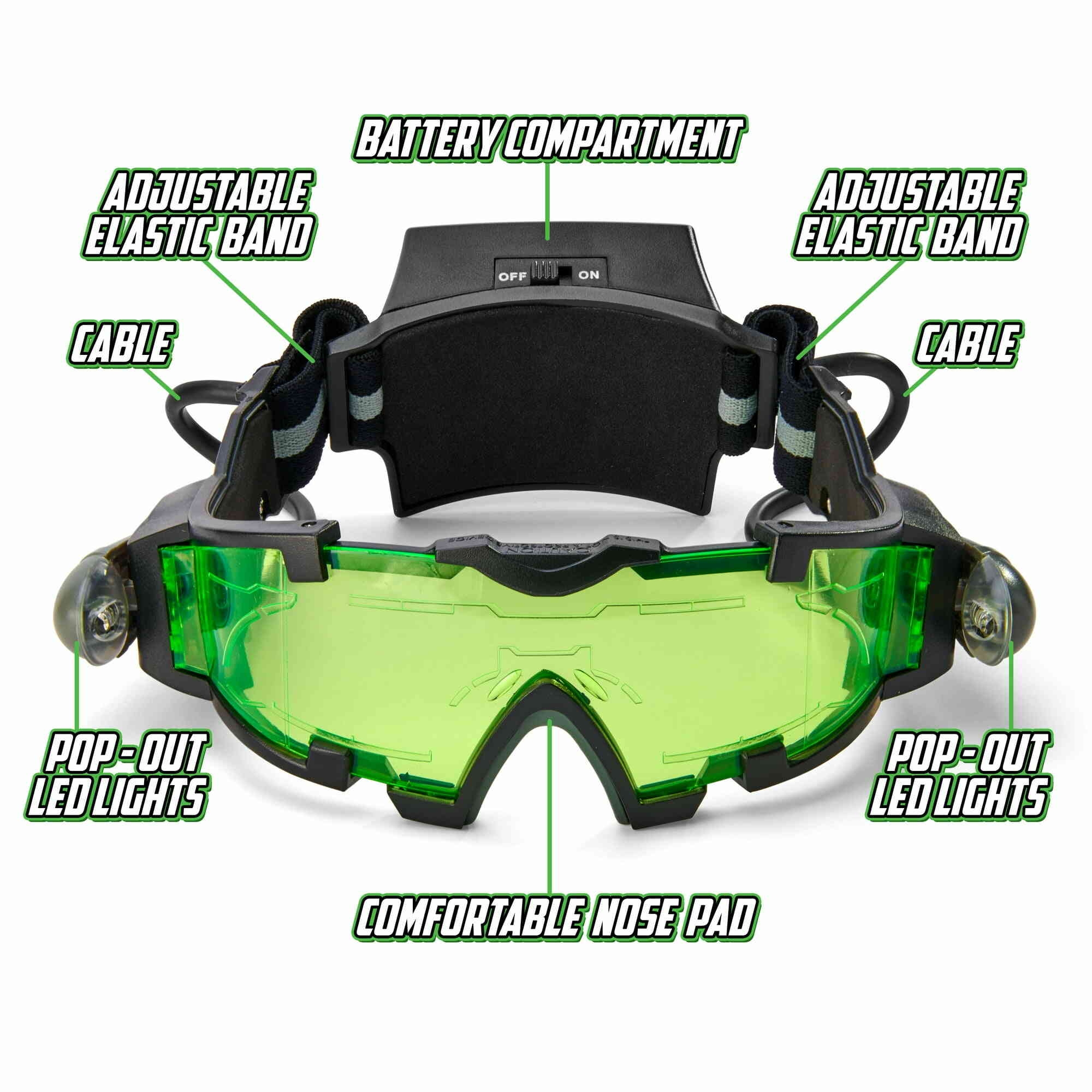 Sticky Lil Fingers Light-up Spy Goggles - Spy Gear for Kids - Play Secret Agent with Protective Adjustable Eyewear Toy that Lights Up in the Dark Plus Invisible Ink Pen Great Gift for Boys and Girls