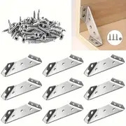 50pcs heavy duty stainless steel corner brackets with screws 90 angle support scratch resistant   for furniture wood frames details 4