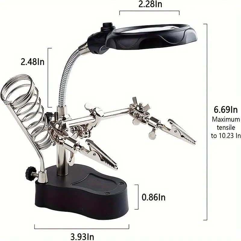 magnifying glass with light electronic inspection repair auxiliary clip adjustable folding hardware tool mobile phone magnifying glass details 1