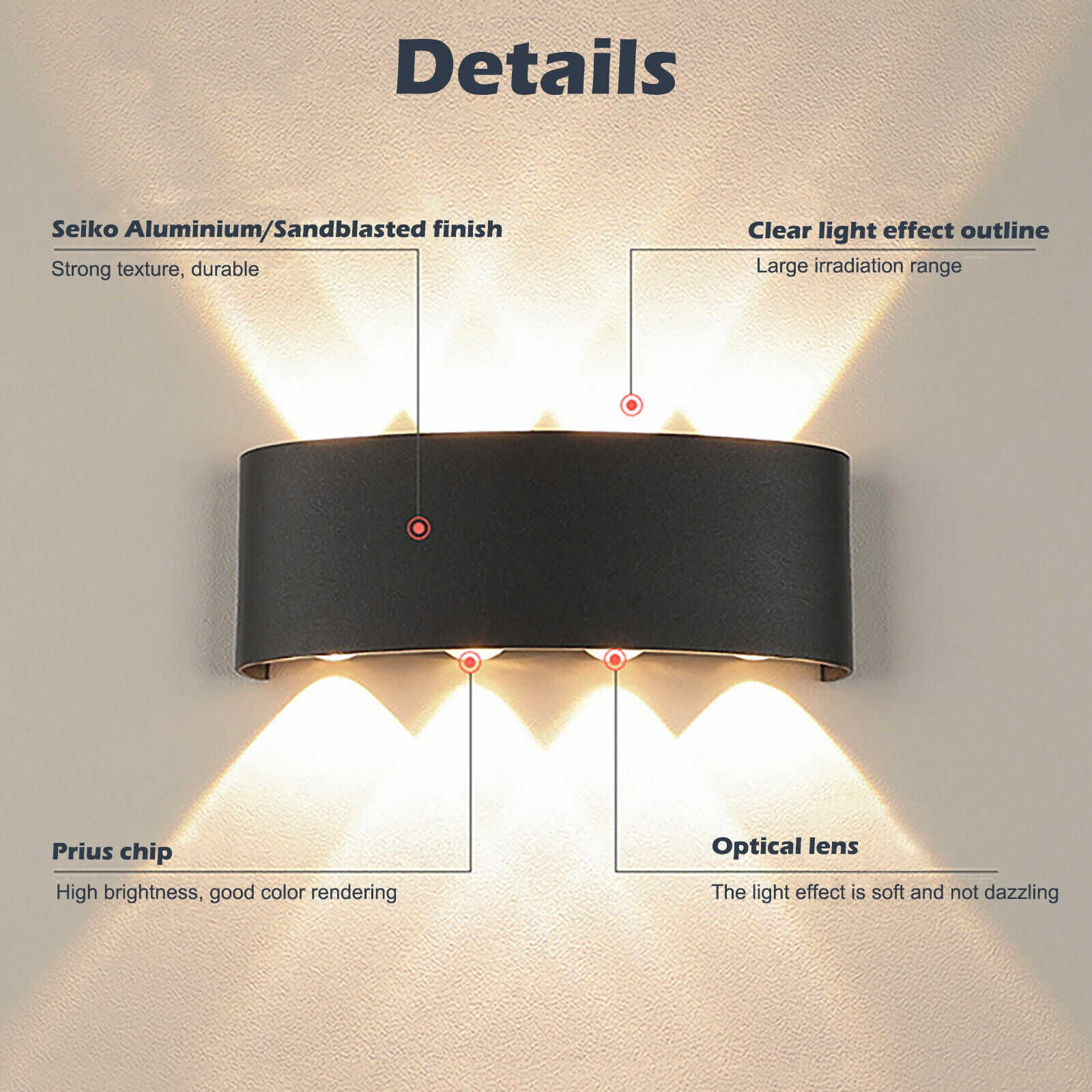 Modern LED Sconce Indoor Outdoor Wall Lamp Garden Corridor Balcony Up Down Light - Picture 7 of 14