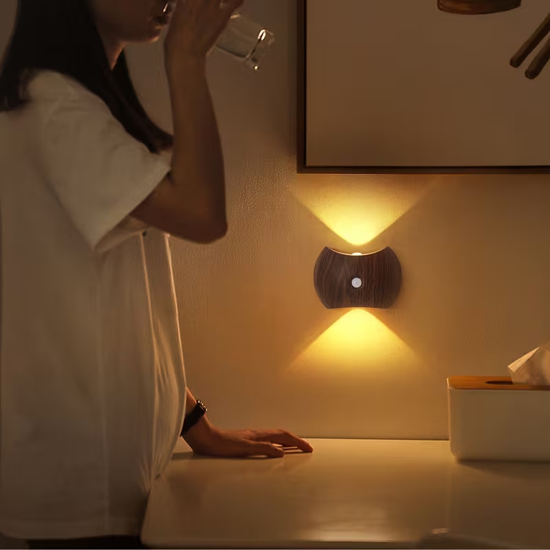 smart led motion sensor night light wireless charged 1200mah battery abs covered polished plastic wall lamp ideal for stairs bedroom cabinet semi embedded installation portable night light rechargeable led light stair lighting modern wall lamp durable plastic cover led lighting Product details 5
