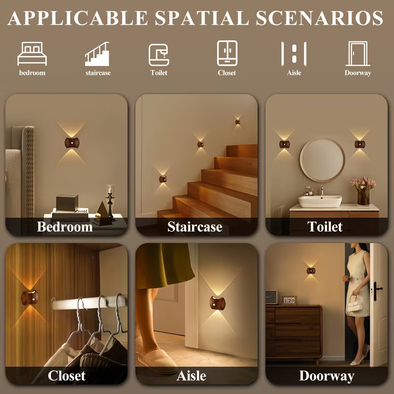 smart led motion sensor night light wireless charged 1200mah battery abs covered polished plastic wall lamp ideal for stairs bedroom cabinet semi embedded installation portable night light rechargeable led light stair lighting modern wall lamp durable plastic cover led lighting Product details 3