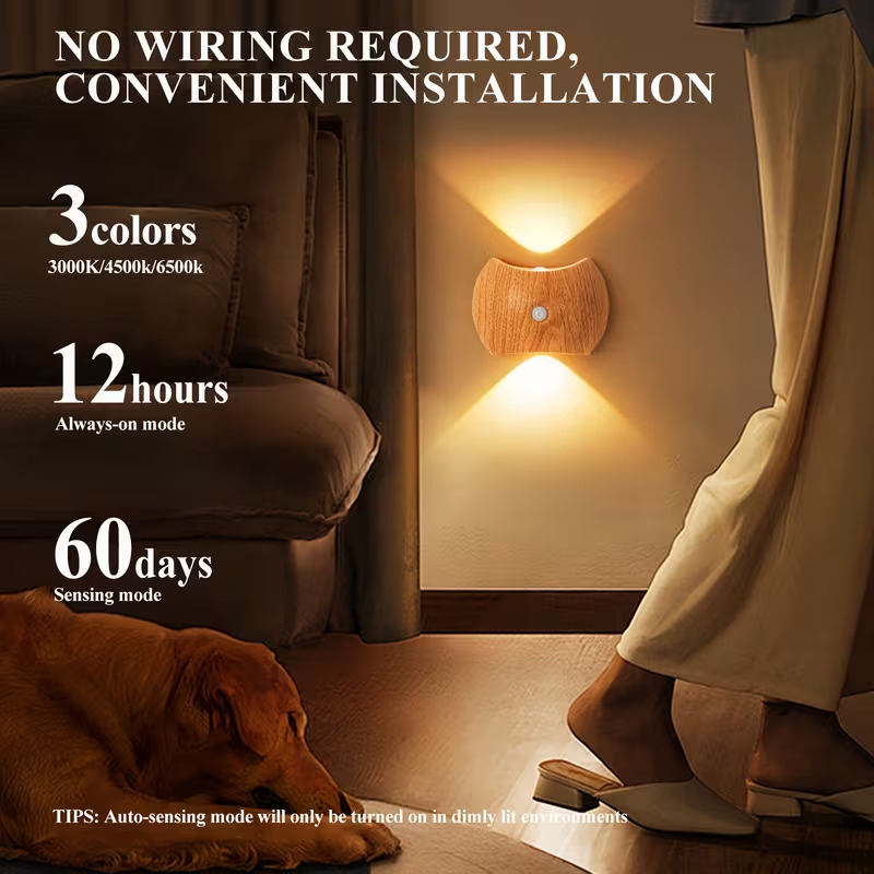 smart led motion sensor night light wireless charged 1200mah battery abs covered polished plastic wall lamp ideal for stairs bedroom cabinet semi embedded installation portable night light rechargeable led light stair lighting modern wall lamp durable plastic cover led lighting Product details 1