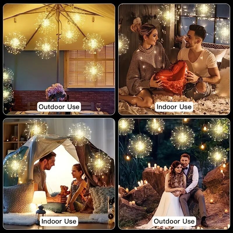 1pc 360 480led solar starburst sphere lights firework lights remote control timer 8 modes dimmable waterproof hanging fairy lights copper wire sparkly lights for patio garden tent outdoor warm white details 6
