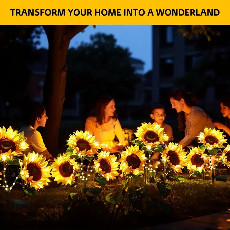sunflower solar garden lights outdoor waterproof sunflower solar lights for outside 3 bright led solar powered outdoor lights for yard pathway garden decorations 9