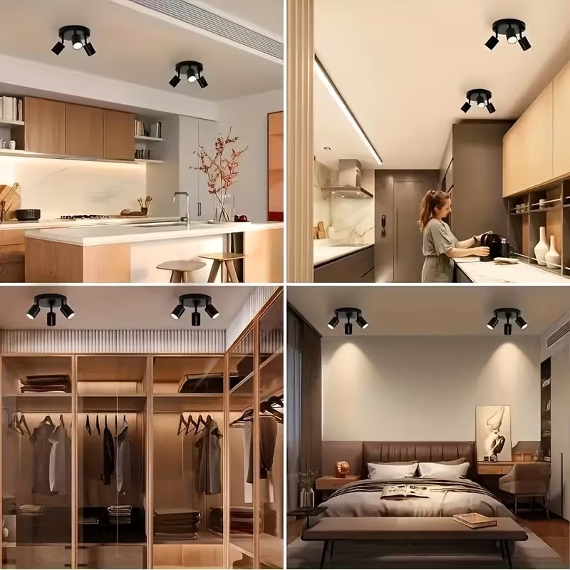 1pc ceiling light 3 head rotatable gu10 ceiling light spotlight bar ceiling light black white modern ceiling light suction light for kitchen bedroom living room bulb not included Product details 7