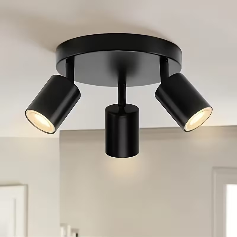 1pc ceiling light 3 head rotatable gu10 ceiling light spotlight bar ceiling light black white modern ceiling light suction light for kitchen bedroom living room bulb not included Product details 0